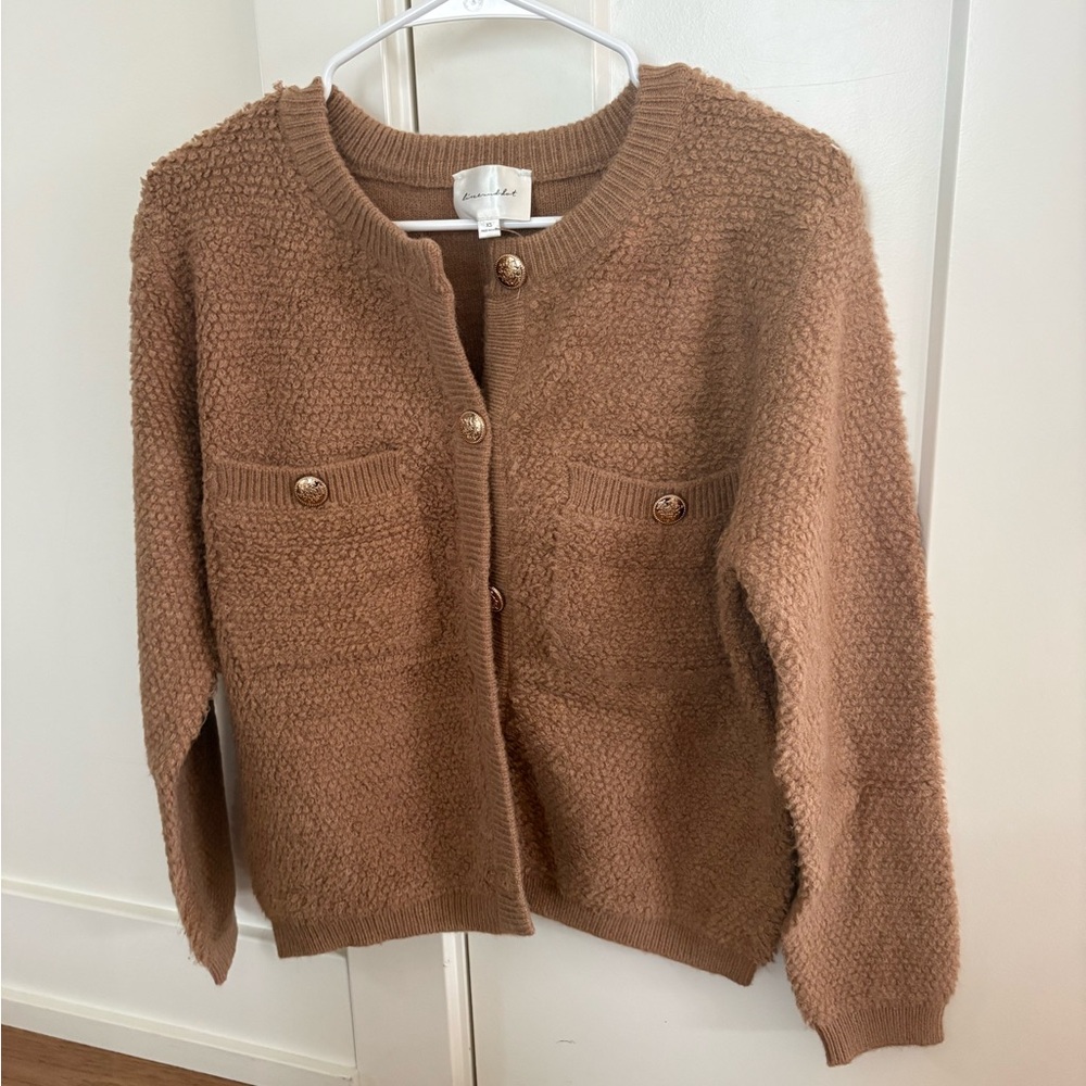 Line & Dot Brown Textured Lady Jacket Cardigan
